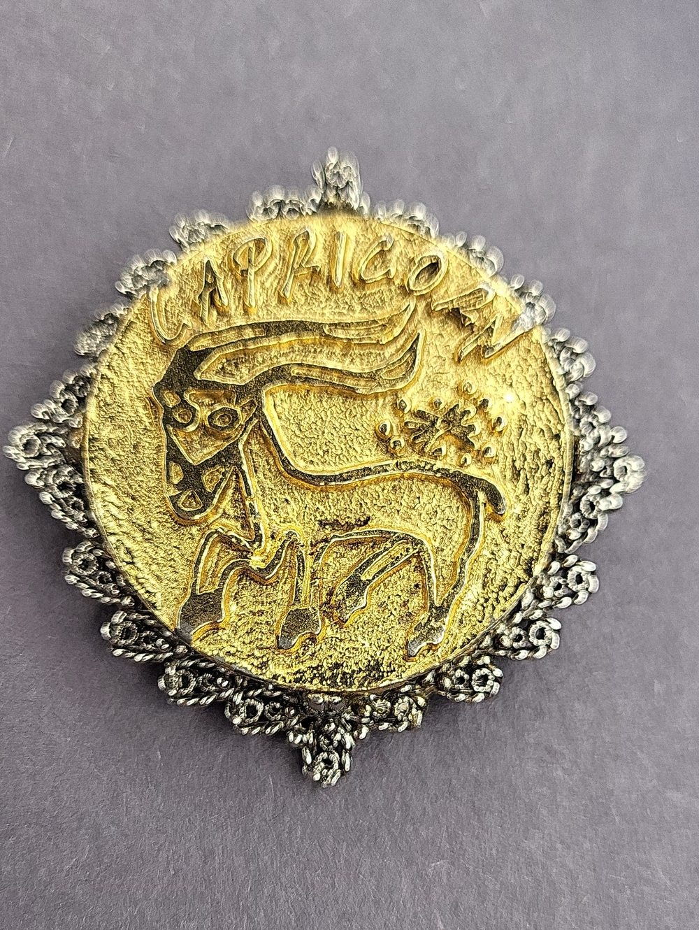 Zodiac Capricorn Two-Tone Brooch